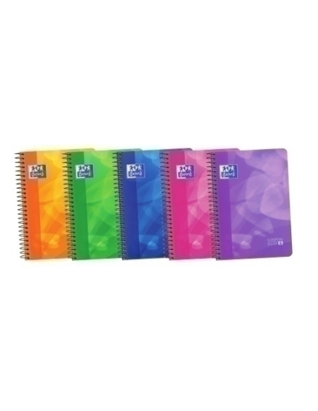 BLOC 8 120 HJ CUAD5 OXFORD E-BOOK TAPA PLASTICO PACK DE 5 COLORES SURTIDOS