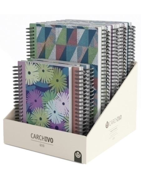 BLOC CARCHIVO LOOPS tapa PP A5A6 80h 90g DOTS SURTIDO EXPOSITOR DE 12 8x A5  4x A6
