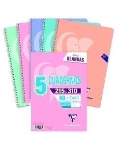 BLOC CLAIREFONTAINE  MIMESYS F 80h 4x4 90g COLORES PASTEL PACK DE 5