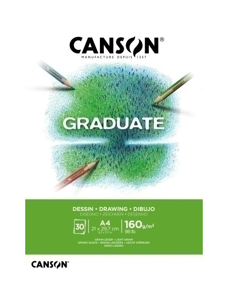 BLOC DE DIBUJO CANSON GRADUATE DESSIN  ENCOLADO GRANO FINO A4 160g 30h