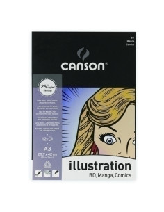 BLOC DE DIBUJO CANSON ILLUSTRATION MANGA ENCOLADO LISO A3 250g 12h