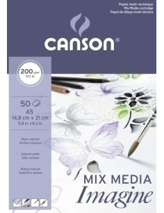 BLOC DE DIBUJO CANSON IMAGINE ENCOLADO GRANO FINO A5 200g 50h