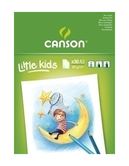 BLOC DE DIBUJO CANSON KIDS ENCOLADO GRANO FINO A3 30h 90g