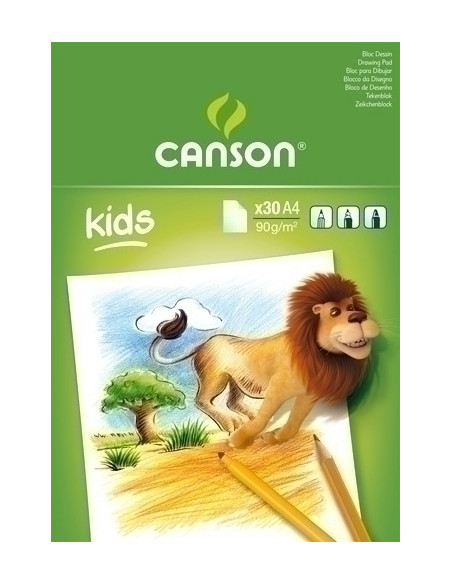 BLOC DE DIBUJO CANSON KIDS ENCOLADO GRANO FINO A4 30h 90g