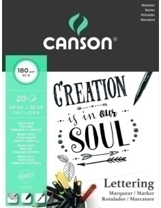 BLOC DE DIBUJO CANSON LETTERING MARKER SATIN ENCOLADO A4 180g 20h