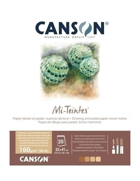 BLOC DE DIBUJO CANSON MI-TEINTES ENCOLADO TONOS  MARRONES 320x410 mm 160g 20h