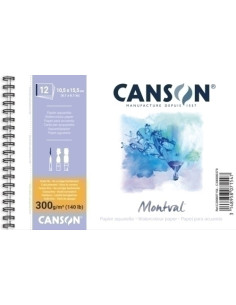 BLOC DE DIBUJO CANSON MONTVAL CON ESPIRAL GRANO FINO 105x155 mm 300g 12h