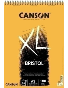 BLOC DE DIBUJO CANSON XL BRISTOL CON ESPIRAL LISO A3 180g 50h