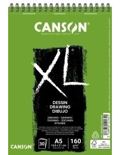 BLOC DE DIBUJO CANSON XL DESSING CON ESPIRAL GRANO FINO A5 160g 30h