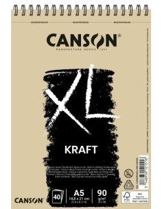 BLOC DE DIBUJO CANSON XL KRAFT CON ESPIRAL PAPEL VERJURADO A5 90g 40h