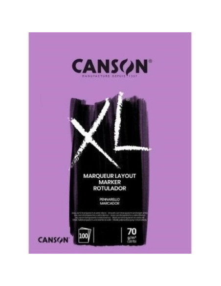 BLOC DE DIBUJO CANSON XL MARKER ENCOLADO EXTRA LISO A3 70g 100h