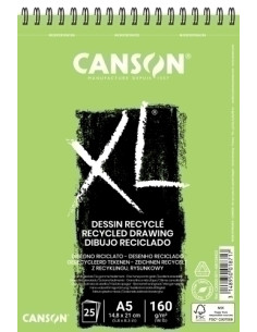 BLOC DE DIBUJO CANSON XL RECICLADO CON ESPIRAL GRANO FINO ALVEOLADO A5 160g 25h