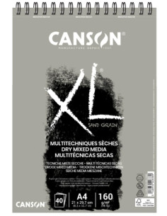 BLOC DE DIBUJO CANSON XL SAND CON ESPIRAL LISO COLOR GRIS A3 160g 40h
