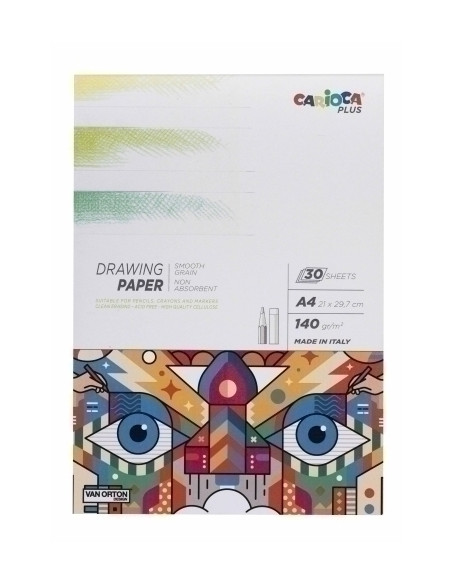 BLOC DE DIBUJO CARIOCA PLUS ENCOLADO LISO GRANO FINO A4 140g 30h