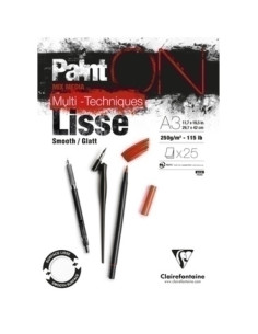 BLOC DE DIBUJO CLAIREFONTAINE PAINT ON MULTITECNICAS ENCOLADO BLANCO A3 250g 25h