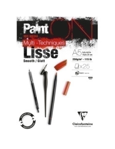 BLOC DE DIBUJO CLAIREFONTAINE PAINT ON MULTITECNICAS ENCOLADO BLANCO A5 250g 25h