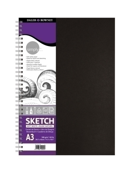 BLOC DE DIBUJO DALER ROWNEY CON ESPIRAL LISO A3 100g 54h