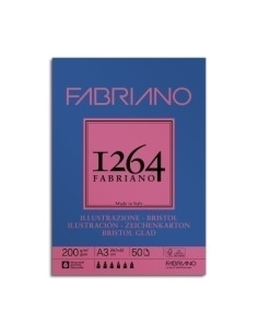 BLOC DE DIBUJO FABRIANO 1264 BRISTOL ILUSTRACION ENCOLADO LISO A3 200g 50h