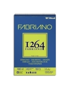 BLOC DE DIBUJO FABRIANO 1264 DRAWING CON ESPIRAL GRANO NATURAL A3 180g 50h