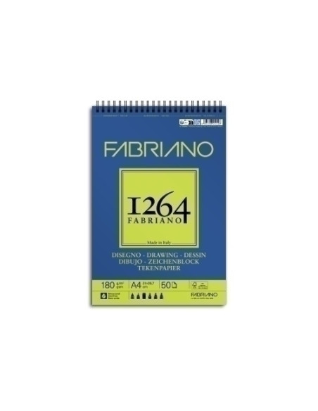 BLOC DE DIBUJO FABRIANO 1264 DRAWING CON ESPIRAL GRANO NATURAL A4 180g 50h