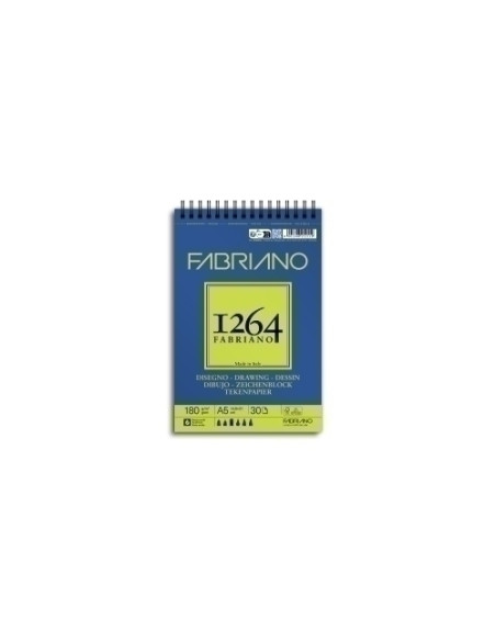 BLOC DE DIBUJO FABRIANO 1264 DRAWING CON ESPIRAL GRANO NATURAL A5 180g 30h