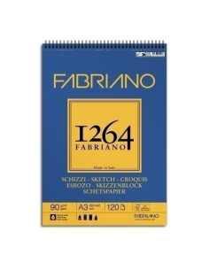 BLOC DE DIBUJO FABRIANO 1264 ESBOZO CON ESPIRAL GRANO NATURAL A3 90g 120h