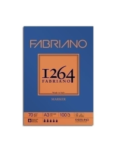 BLOC DE DIBUJO FABRIANO 1264 MARKER ENCOLADO LISO A3 70g 100h