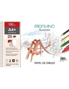 BLOC DE DIBUJO FABRIANO ACCADEMIA CON ESPIRAL LISO A4 130g 20h