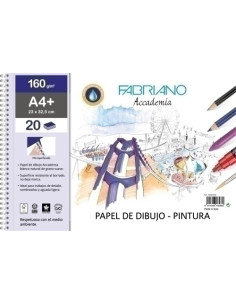 BLOC DE DIBUJO FABRIANO ACCADEMIA CON ESPIRAL LISO TECNICAS MIXTAS A4 160g 20h