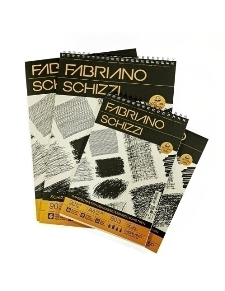 BLOC DE DIBUJO FABRIANO ESBOZO ENCOLADO LISO PAPEL SCHIZZI A4 90g 80h