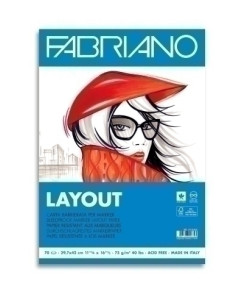 BLOC DE DIBUJO FABRIANO LAYOUT-MARKER ENCOLADO A3 75g 70h