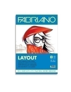 BLOC DE DIBUJO FABRIANO LAYOUT-MARKER ENCOLADO A4 75g 70h