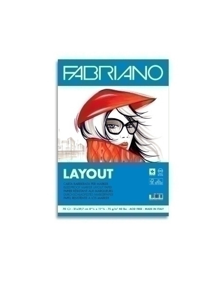 BLOC DE DIBUJO FABRIANO LAYOUT-MARKER ENCOLADO A4 75g 70h