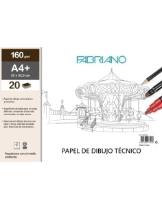 BLOC DE DIBUJO FABRIANO LINEAL ENCOLADO LISO A4 160g 20h