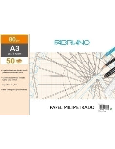 BLOC DE DIBUJO FABRIANO MILIMETRADO ENCOLADO A3 80g 50h