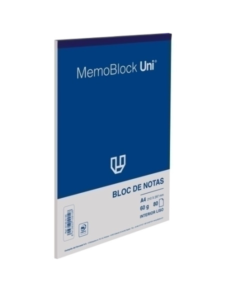 BLOC DE NOTAS UNIPAPEL MEMOBLOC A4 80h 60g LISO