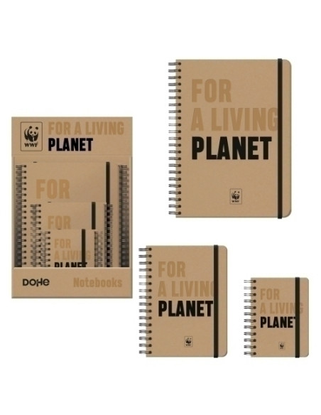 BLOC DOHE WIRE-O  FOR A LIVING PLANET   tapa DURA 96h 80gr LISO SURTIDO EXPOSITOR de 12 4x A4 4x A5 4x A6