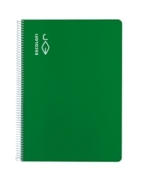 BLOC ESCOLOFI tapa DURA A4 80h CUADRIC4x4 70g CABEZA Y PIE VERDE