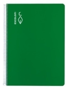 BLOC ESCOLOFI tapa DURA A4 80h CUADRIC4x4 70g VERDE