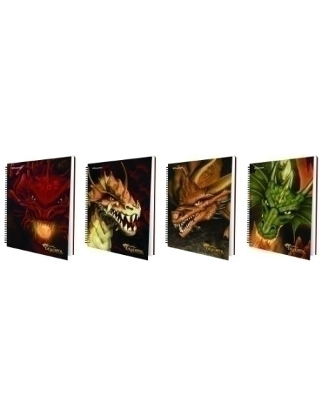 BLOC FOLIO TAPA DURA RAYADO 80 Hojas63 grs DRAGONES CON STICKERS
