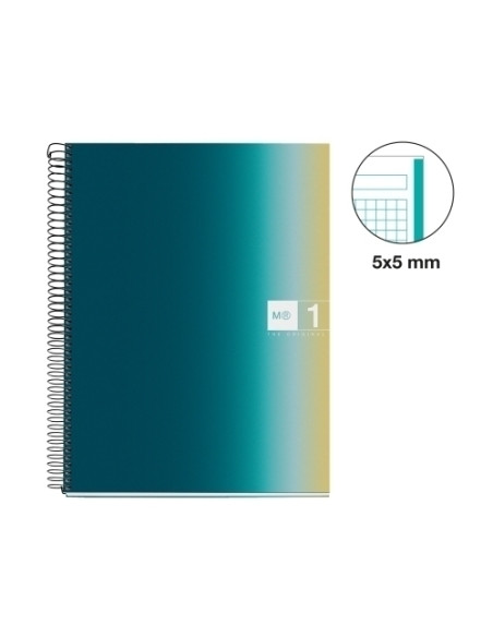 BLOC MIQUELRIUS AURORA NOTEBOOK 1 microtapa DURA A4 80h 90gr CUADRIC5x5 ICELAND