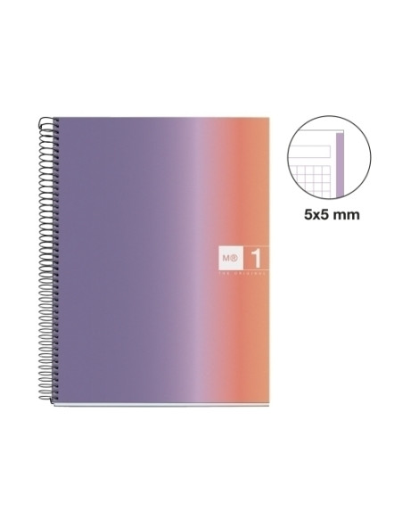 BLOC MIQUELRIUS AURORA NOTEBOOK 1 microtapa DURA A4 80h 90gr CUADRIC5x5 PROVENCE