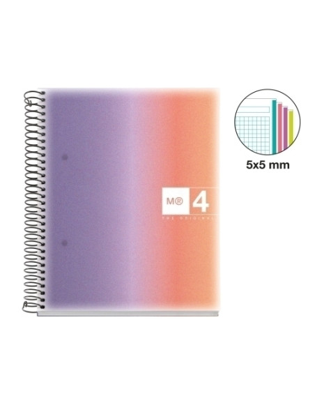 BLOC MIQUELRIUS AURORA NOTEBOOK 4 microtapa PP A5 120h 70gr CUADRIC5x5 PROVENCE