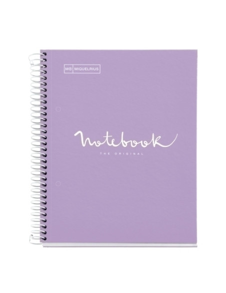 BLOC MIQUELRIUS EMOTIONS NOTEBOOK 1 microtapa EXTRA A5 80h 90g CUADRIC5x5 LAVANDA