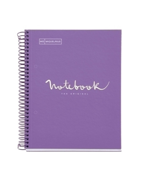 BLOC MIQUELRIUS EMOTIONS NOTEBOOK 1 microtapa EXTRA A5 80h 90g CUADRIC5x5 PURPURA