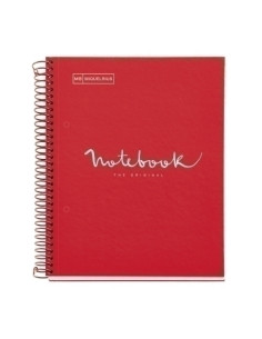 BLOC MIQUELRIUS EMOTIONS NOTEBOOK 1 microtapa EXTRA A5 80h 90g CUADRIC5x5 ROJO