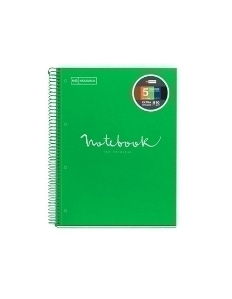 BLOC MIQUELRIUS EMOTIONS NOTEBOOK 5 microtapa EXTRA A4 120h 90g CUADRIC5x5 VERDE