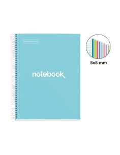 BLOC MIQUELRIUS EMOTIONS NOTEBOOK 8 microtapa EXTRA A4 160h 90g CUADRIC5x5 AZUL CIELO