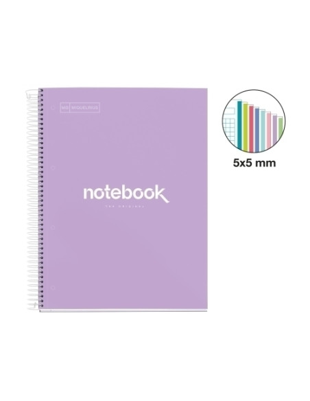 BLOC MIQUELRIUS EMOTIONS NOTEBOOK 8 microtapa EXTRA A4 160h 90g CUADRIC5x5 LAVANDA