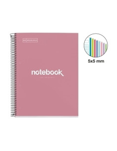 BLOC MIQUELRIUS EMOTIONS NOTEBOOK 8 microtapa EXTRA A4 160h 90g CUADRIC5x5 ROSA DUST